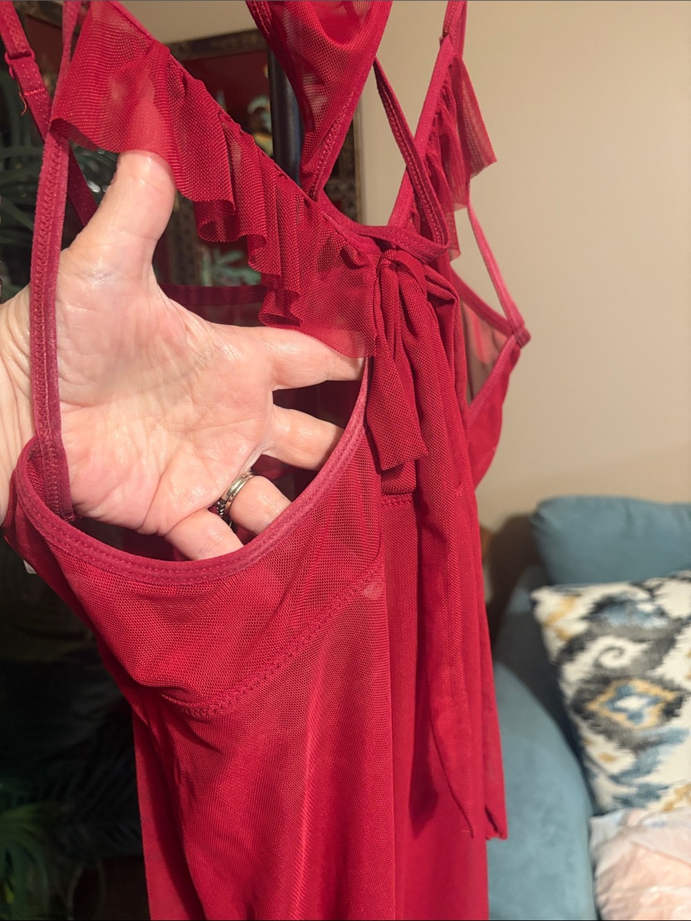 Red Ruffled Nightie - Picture 2 of 3